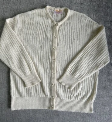 SLADE Vintage Wolle/Angora Mix Strickjacke Größe 14 Creme - Bild 1 von 4