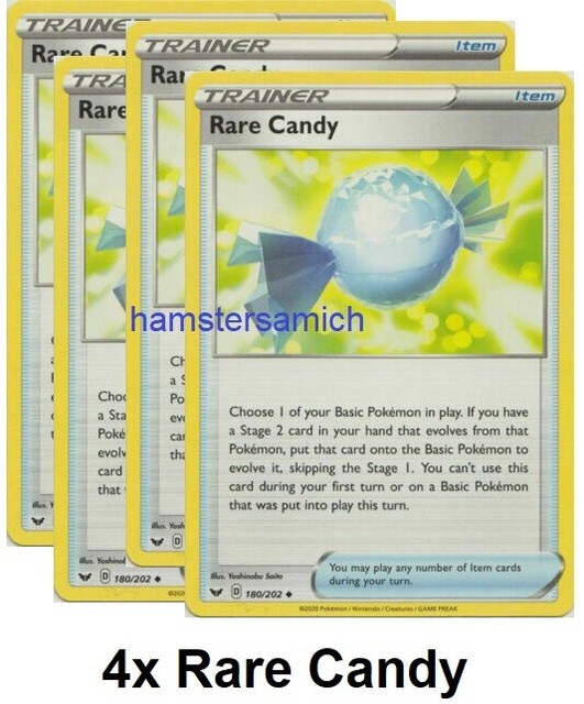 Pokemon 4x RARE CANDY 180/202 Sword & Shield Base Set SWSH1 PACK