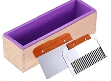  Silicone Soap Molds Kit-42 oz Wooden Silicone Soap Rectangular Mold 2 Cutters
