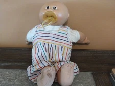 Cabbage Patch Kids Doll Pacifier Baby Bald Brown Eyes Xavier Roberts 1985 Vtg