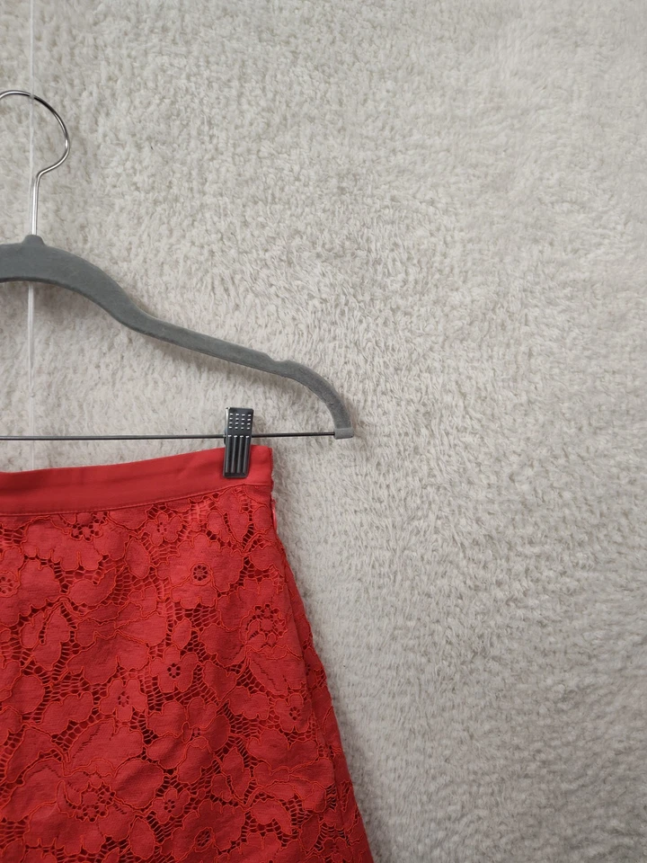 Saia Bebe Feminina 0 Vermelha Mistura de Algodão Renda Floral Cintura Média Ajuste Regular Mini Comprimento - Imagem 3 de 4