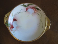 ANTIQUE HAND PAINTED K St T SILESIA DOUBLE HANDLED BOWL / PLATE 6"