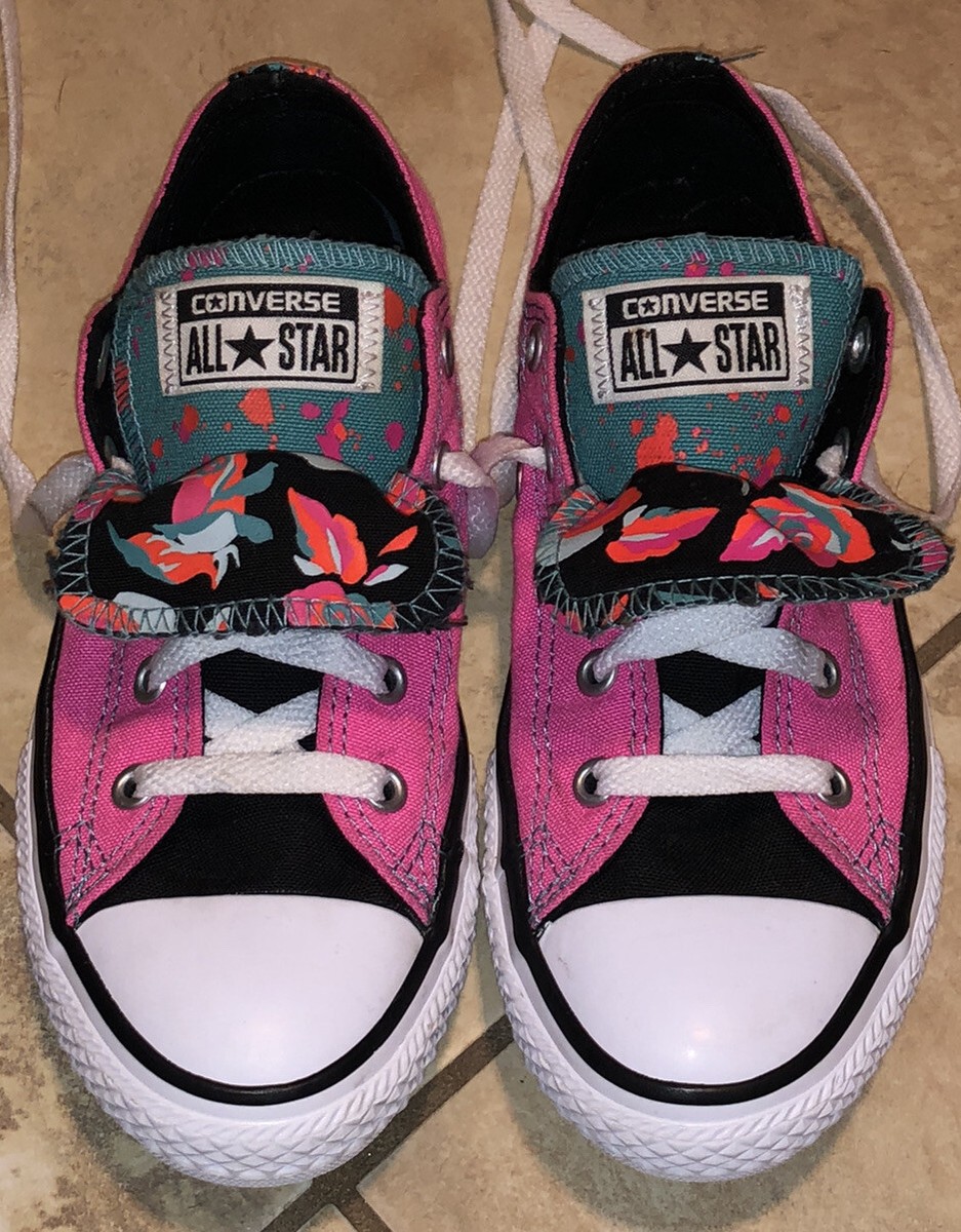 Converse All Star Double Tongue Girls Size Low Top Pink Shoes