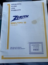 Zenith Sentry 2 Color TV Operating Guide 1990...