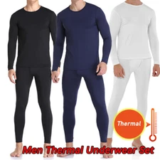 Men's Thermal Base Layer Underwear Long Johns Long Sleeve Top Bottom Set Pajamas
