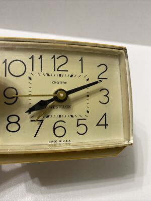Vintage Westclox Bold II 22190 Dialite Alarm Clock Ivory White