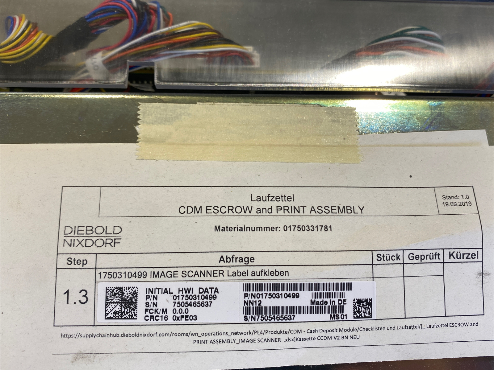 Diebold Nixdorf CDM Escrow And Print Assembly Image Scanner label 0175031049 9 eBay