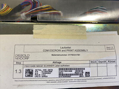 BACK NUMBER - back number 会報 Diebold Nixdorf 01750310499 CDM Escrow And Print Assembly