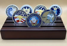 * Challenge Coin Display Stand Rack, Solid Wood, Mahogany color holds 16 Coins