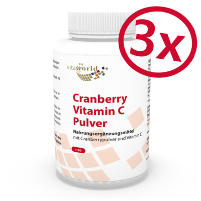 Vita World 3er Pack Cranberry 400mg + Vit C 3 x 180 Kapseln Made in Germany