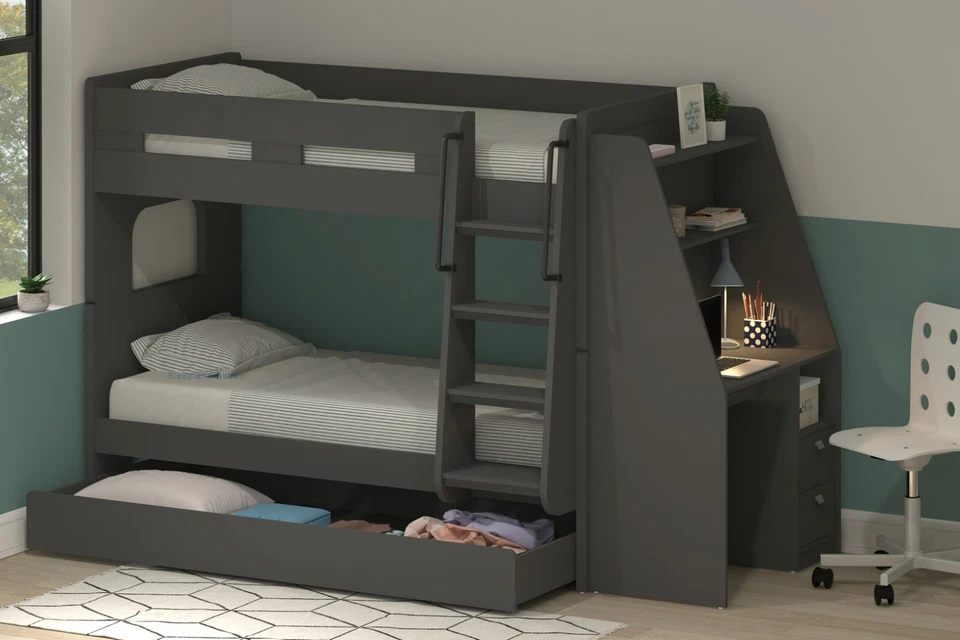 Olympic Bunk Bed With Desk - Trundle Drawer - Storage Or Guests - Image 4 of 4