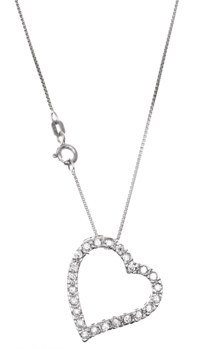 Женское ожерелье с подвеской в виде сердца серебристого цвета на цепочке 9190₽