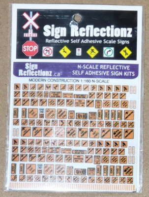 Sign Reflections - 1:160 (N Scale) - Modern Construction Signs -Self Adhesive