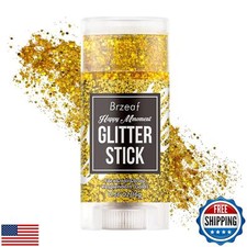 Brzeaf Waterproof Gold Glitter Stick, Face Glitter Makeup, Shimmery and Long