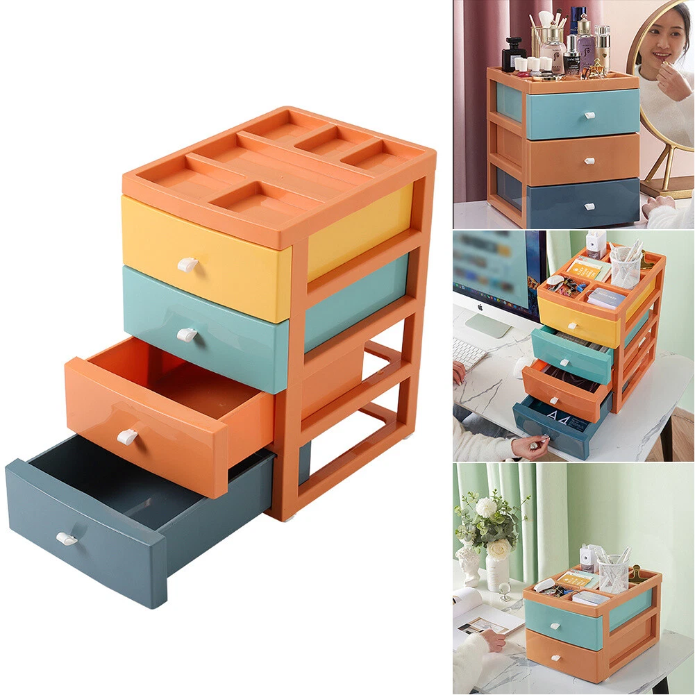 2 3 4 Drawers Desktop Cabinet Plastic Chest Storage Organizer