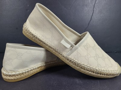 Gucci Monogram Signature GG Espadrilles Flats 466902 Cream/Gray MISMATCH 38/38.5