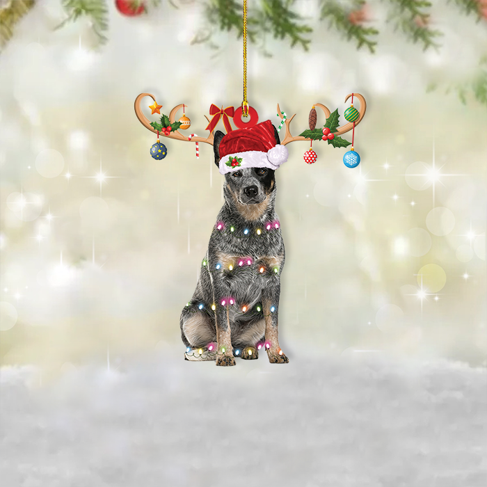 Australian Cattle Dog Merry Christmas Ornament, Cattle Dog Xmas Lights  Ornament