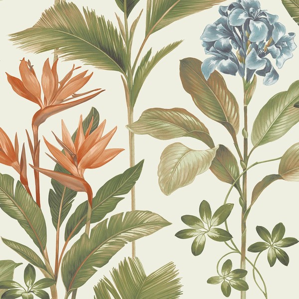 Belgravia Oliana Floral Tropical PalmenbläTter Blumen Tapete - GrüN/Blau 8496-image