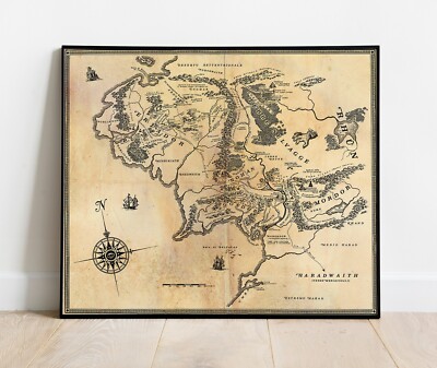La Carta della Terra di Mezzo -Italian Middle Earth Map LOTR Fantasy Wall Poster