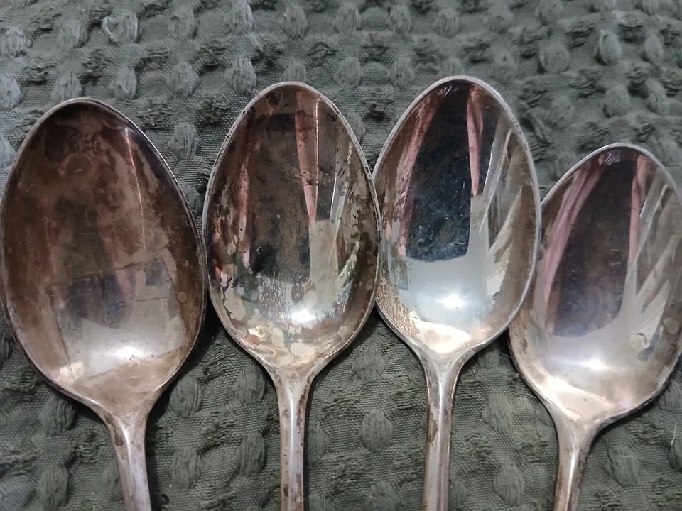 USED Set of 4 S Kirk and Son Sterling Silver Spoon Small 6 Inches Tarnished - Image 3 of 4