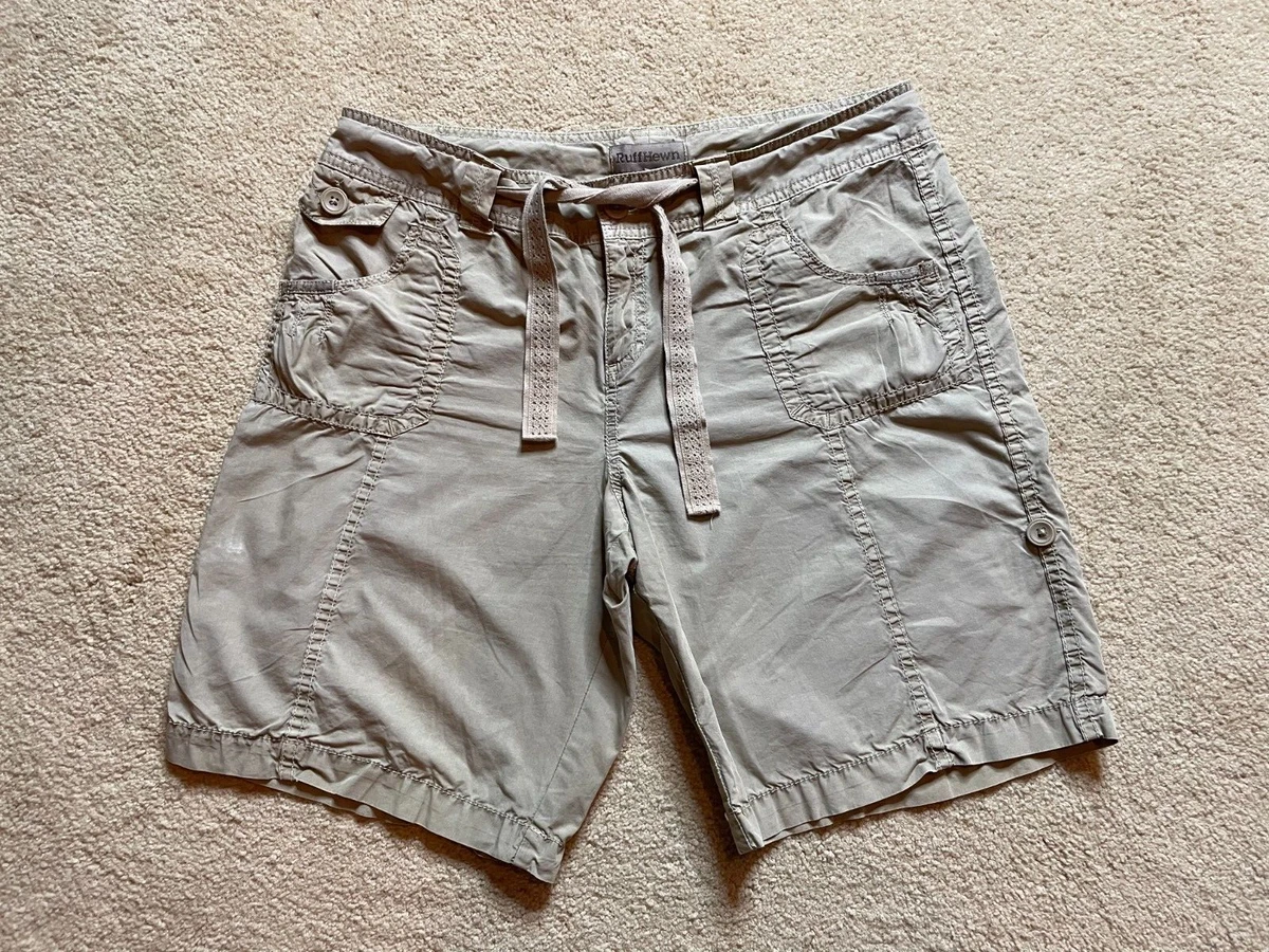 Ruff Hewn Lightweight Cargo Shorts Tie Waist Khaki Chino Cotton