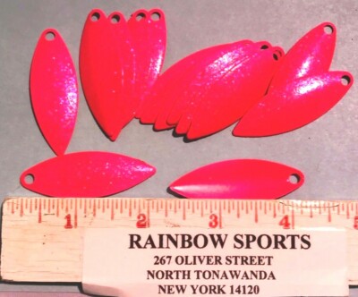 15  WILLOW LEAF #4 PAINTED Fl. PINK GLITTER Face WORM SPINNER BAIT BLADE WALLEYE