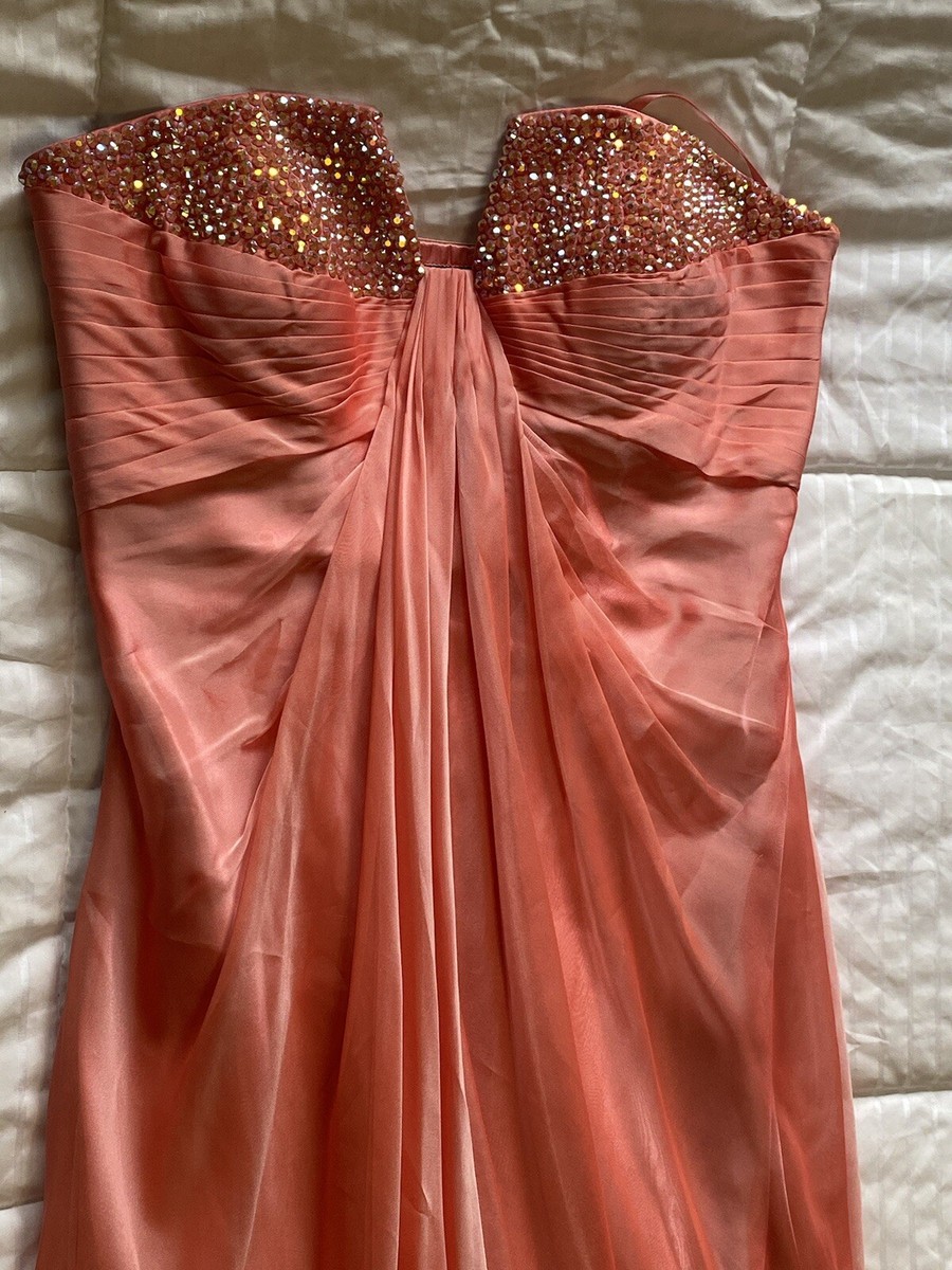 la femme coral prom dress La Femme Prom Dress Gown Size 8 Homecoming Coral, $160 Retail, Attachable  Straps
