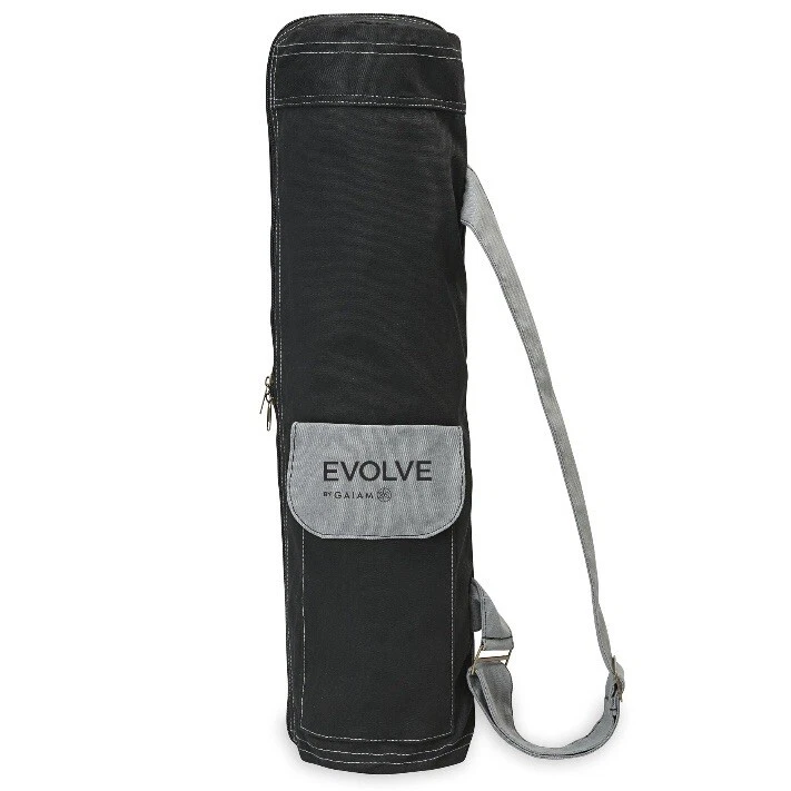 Evolve by Gaiam Yoga Mat Bag New in Package Black Gray Zipper Pockets  Straps