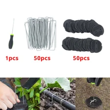 101 Pcs Galvanized Garden Stakes Landscape Staples Set with Mats& Precision Hook