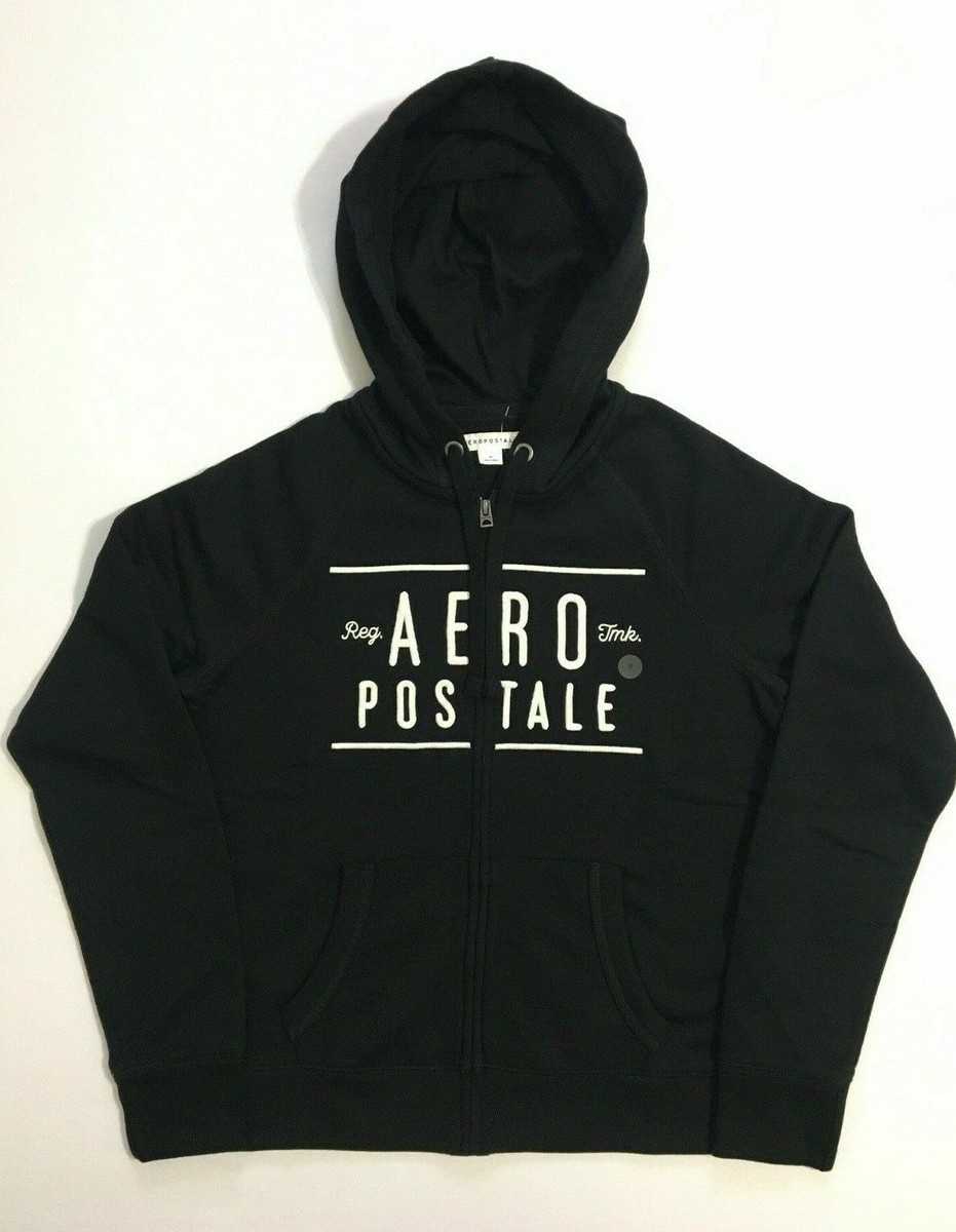 Aeropostale Aero Women's Black Full-Zip Hoodie Sweatshirt Aeropostale Aero Women's Black Full-Zip Hoodie Sweatshirt