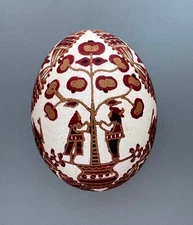 Pysanka,Easter Egg,Etched and Wax Resist Dyed on Brown Egg Empty Hen Shell #E16