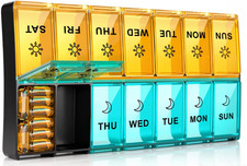 XL Large Daily Pill Organizer 2 Times a Day, Extra 7 Day Pill Box Am Pm Weekly