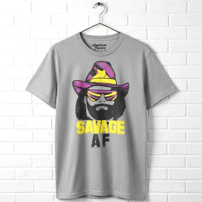 Macho Man Randy Savage AF Hat Men's T Shirt Wrestling Legend WWE Champion Gray
