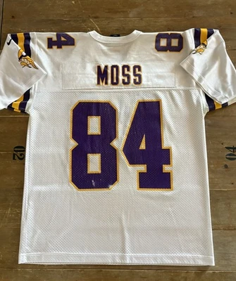 Maillot NFL Minnesota Vikings Randy Moss #84 Nike Taille L Blanc Vintage - Photo 1/4