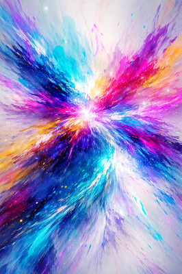 Energy Burst Explosion helle flüssige Farbe Poster Druck gerahmte Leinwand Wandbild