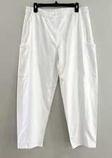 Eileen Fisher Organic Cotton Hemp Stretch Lantern Cargo Pants Barrel White Sz L