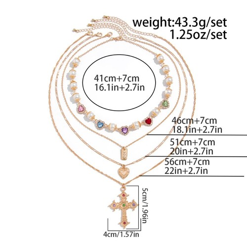 Strass Kreuz Anhänger Halskette Mehr schichtig Lange Quaste Choker Geschenke - Picture 2 of 7