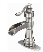 Waterfall Spout Single Handle Antique Bathroom Vessel Sink Mixer Tap w/ Drain