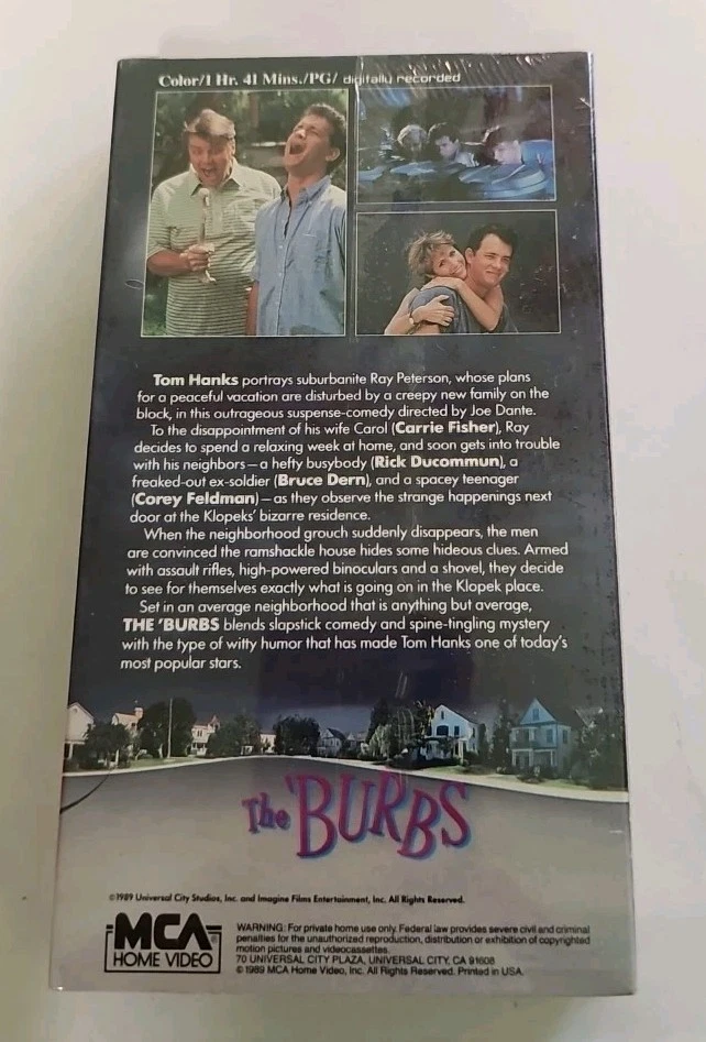 The Burbs VHS SEALED Watermarks MCA Tom Hanks Carrie Fisher Bruce Dern VTG - Image 3 of 4