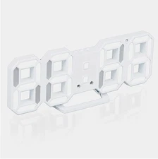 3D LED Digital Wall Clock, 9.5" Desk Alarm Clock, with 3 Adjust Brightness Level