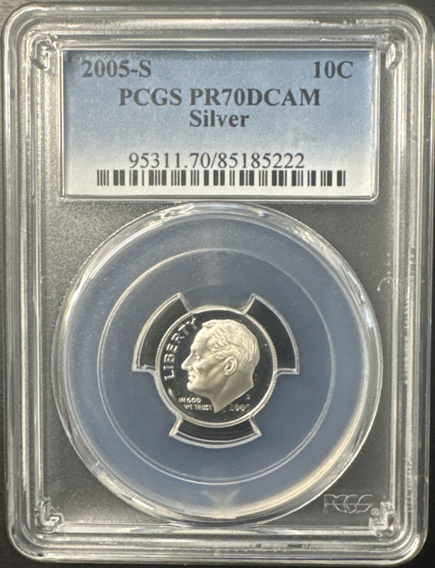 2005-S 10c SILVER PCGS PR70DCAM ROOSEVELT DIME PROOF