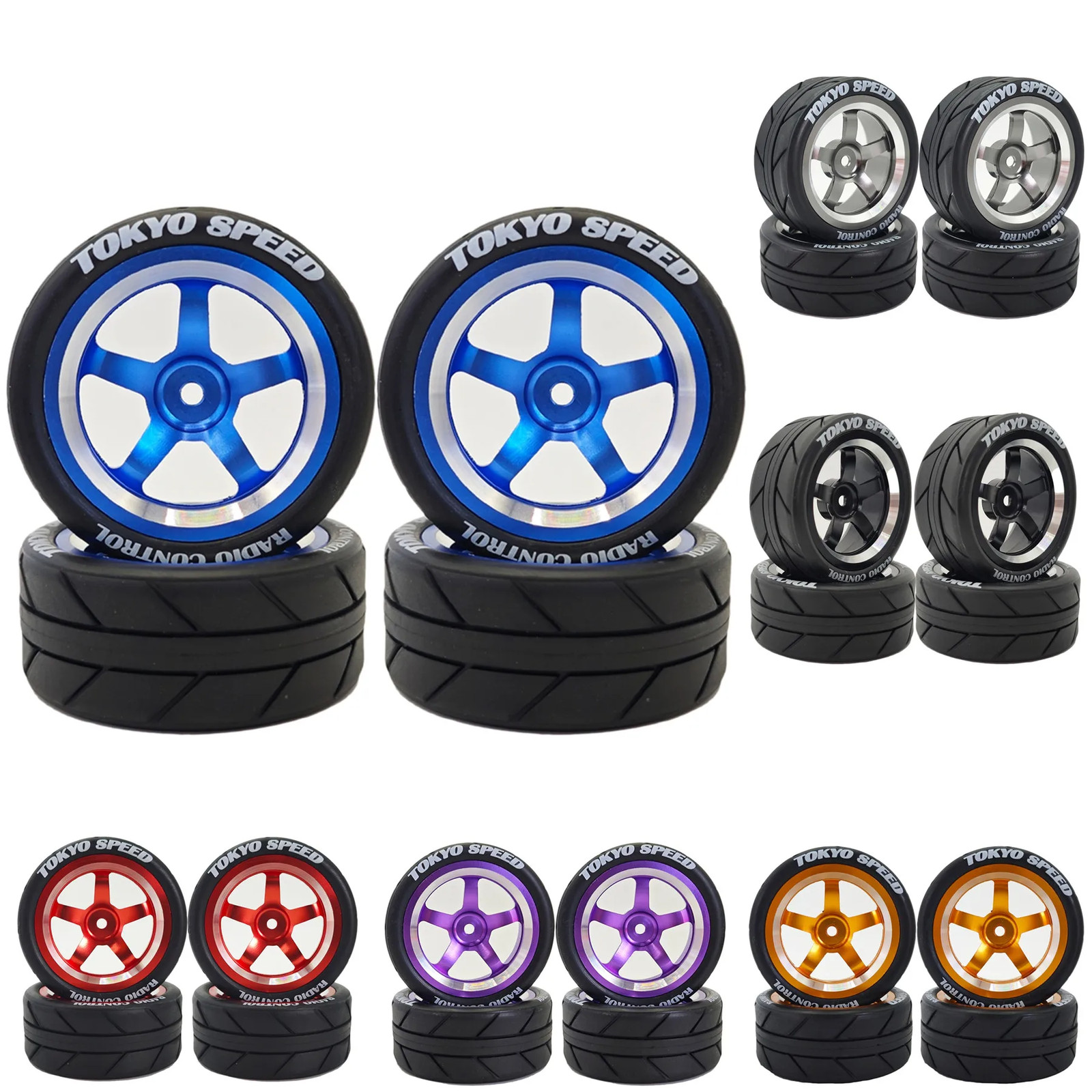 1/10 RC Racing Tires Metal Wheel Rims Hub12mm Hex for 1:10 RC On Road Car Tamiya