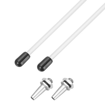 320mm Plastic Antenna Tube with Plugs Holder Silver White 2pc