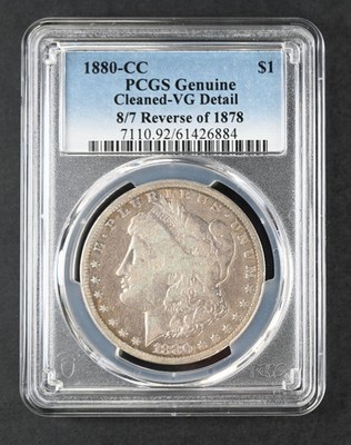 VG Detail 1880-CC Reverse 8, PCGS Morgan Silver Dollar $1