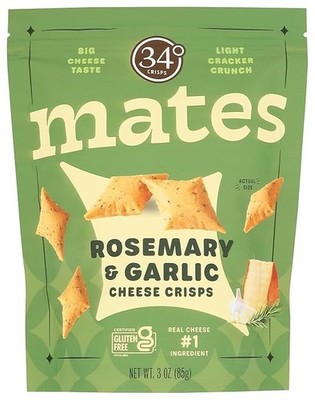 34 Degrees Rosemary and Garlic Cheese Crisps Mates, 3 OZ