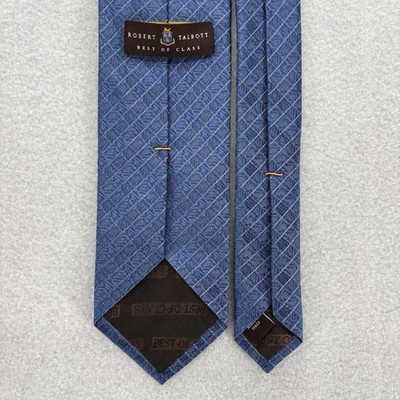 Robert Talbott Tie Necktie Mens Blue Silk Geometric Jacquard Italian Designer
