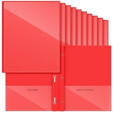 Pcs Plastic Folders with Clear Front Pocket and 3 Prong Take Home 24 Red