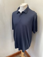 Rohan Men's Polo Shirt Size XL Navy Merino Cool Fabric Short Sleeve Button Up