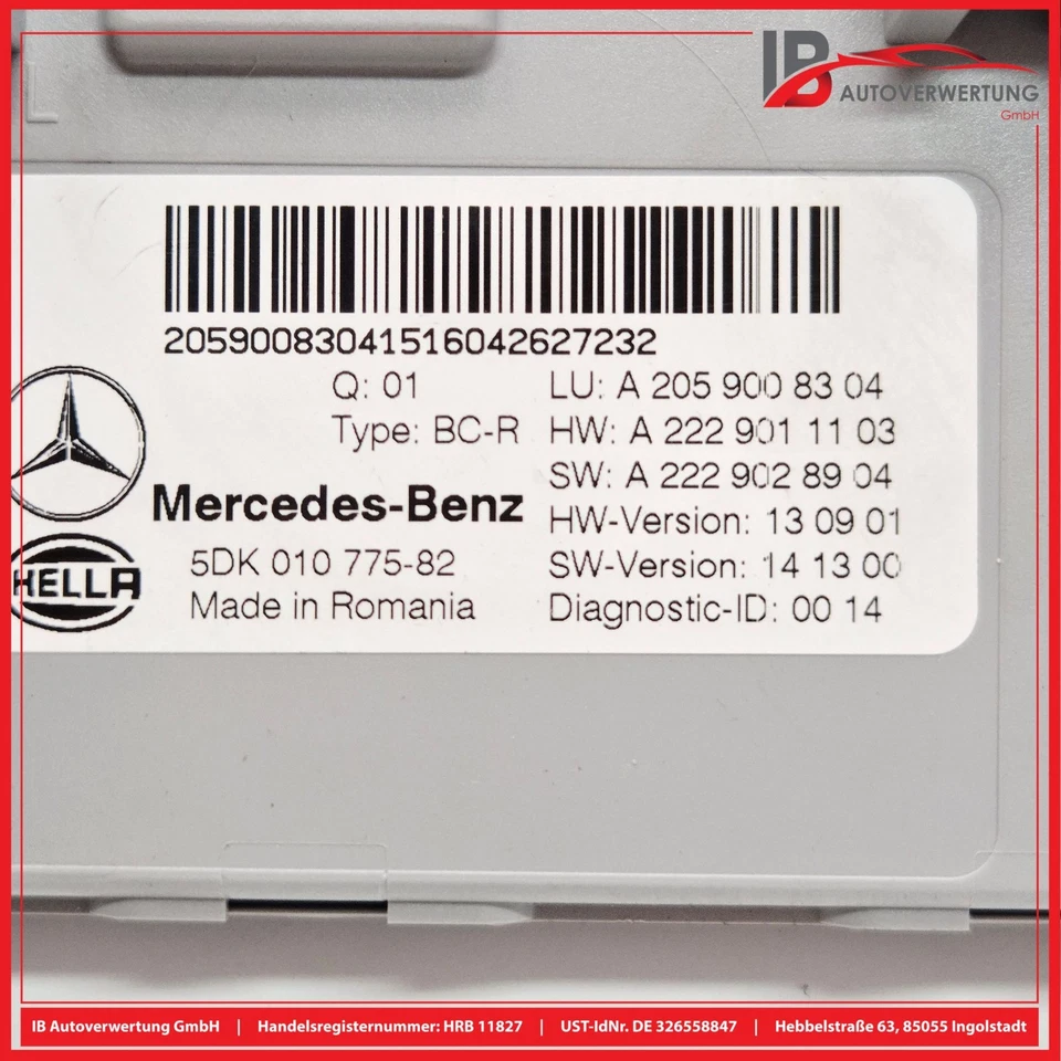 Steuergerät SAM Modul A2059008304 MERCEDES-BENZ C-KLASSE C180 W205 HELLA - Image 3 of 3