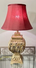 Vintage Michael Berman Signed Ornate Gold Art Deco Table Lamp 25-5/8” 